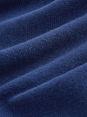 Blue Regular Fit Linen Rich Quarter Zip Neck Jumper - Image 8 of 8