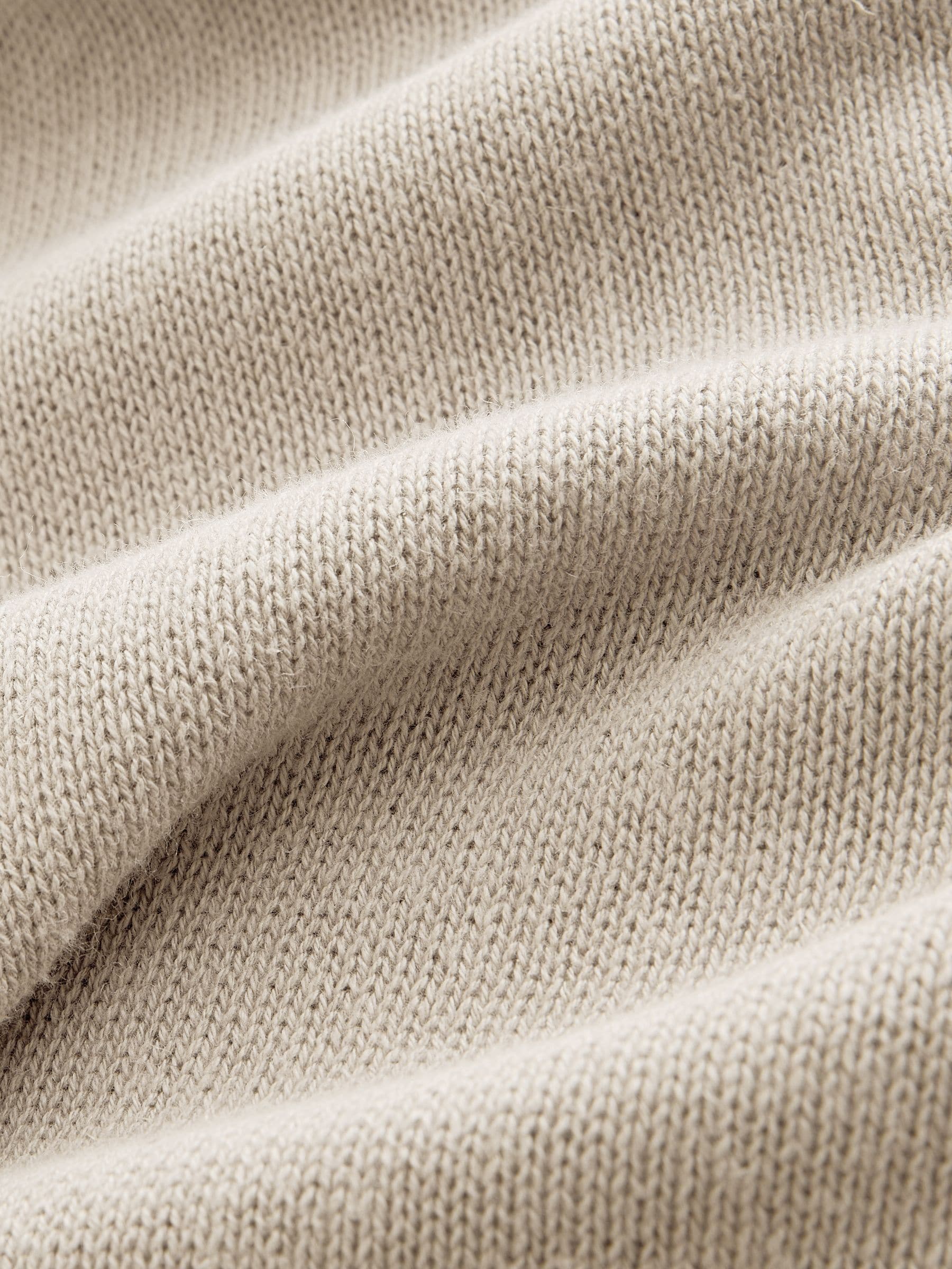 Buy Neutral Regular Fit Linen Rich Quarter Zip Neck Jumper from