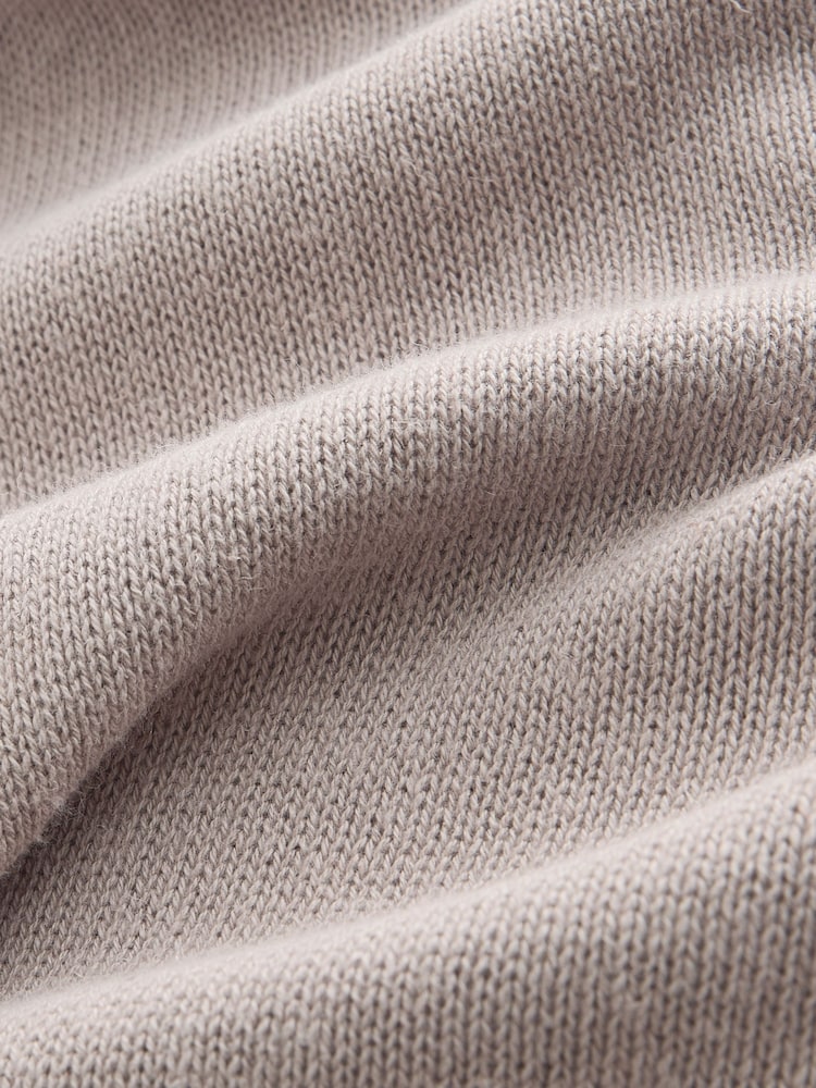 Neutral Regular Fit Linen Rich Quarter Zip Neck Jumper - Image 8 of 8