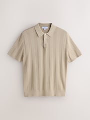 Neutro/azul marino - Regular Fit Cotton Rich Pointelle Stripe Knit Polo Shirts 2 Pack - Imagen 3 de 10