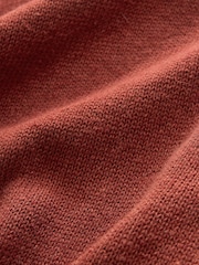 Red Regular Fit Linen Rich Quarter Zip Neck Jumper - Image 8 of 8