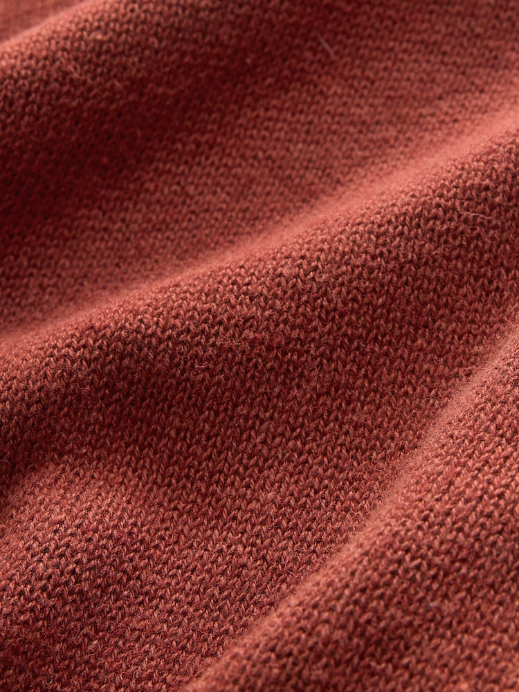 Red Regular Fit Linen Rich Quarter Zip Neck Jumper - Image 8 of 8