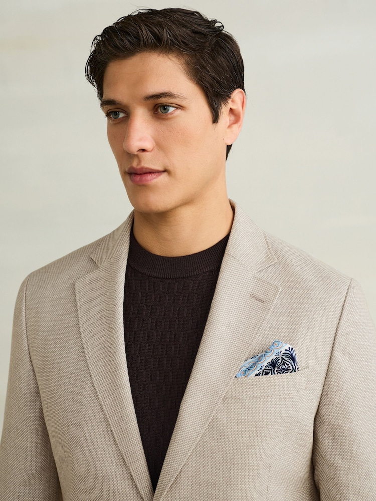 Stone Slim Fit Textured Linen Blend Blazer - Image 1 of 11