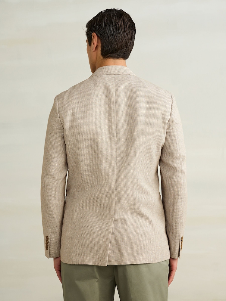Stone Slim Fit Textured Linen Blend Blazer - Image 2 of 11