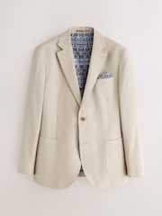 Stone Slim Fit Textured Linen Blend Blazer - Image 6 of 11