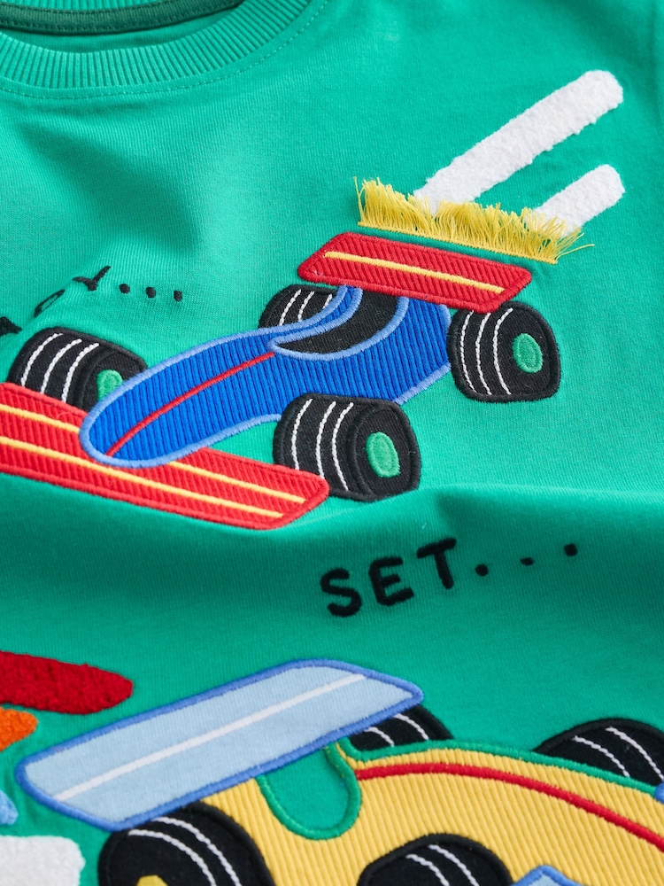 Blue/Green/Red/Ecru Race Car Short Pyjamas 3 Pack (9mths-10yrs) - Image 12 of 12
