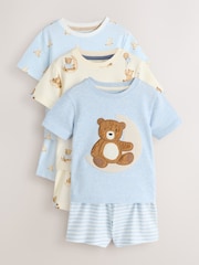 Blue/Ecru Baby Bears Short Pyjamas 3 Pack (9mths-6yrs) - Image 1 of 8