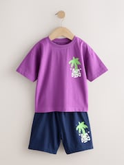 Black/Purple/White Graffiti Beach Vibes - Pachet 3 de pijamale scurte (9luni-12ani) - Imaginea 4 din 7