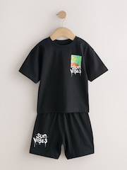 Black/Purple/White Graffiti Beach Vibes - Pachet 3 de pijamale scurte (9luni-12ani) - Imaginea 5 din 7