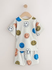 Black/Green/Stone Happy Face Short Pyjamas Happy Face 3 Pack (9mths-12yrs) - Image 4 of 8