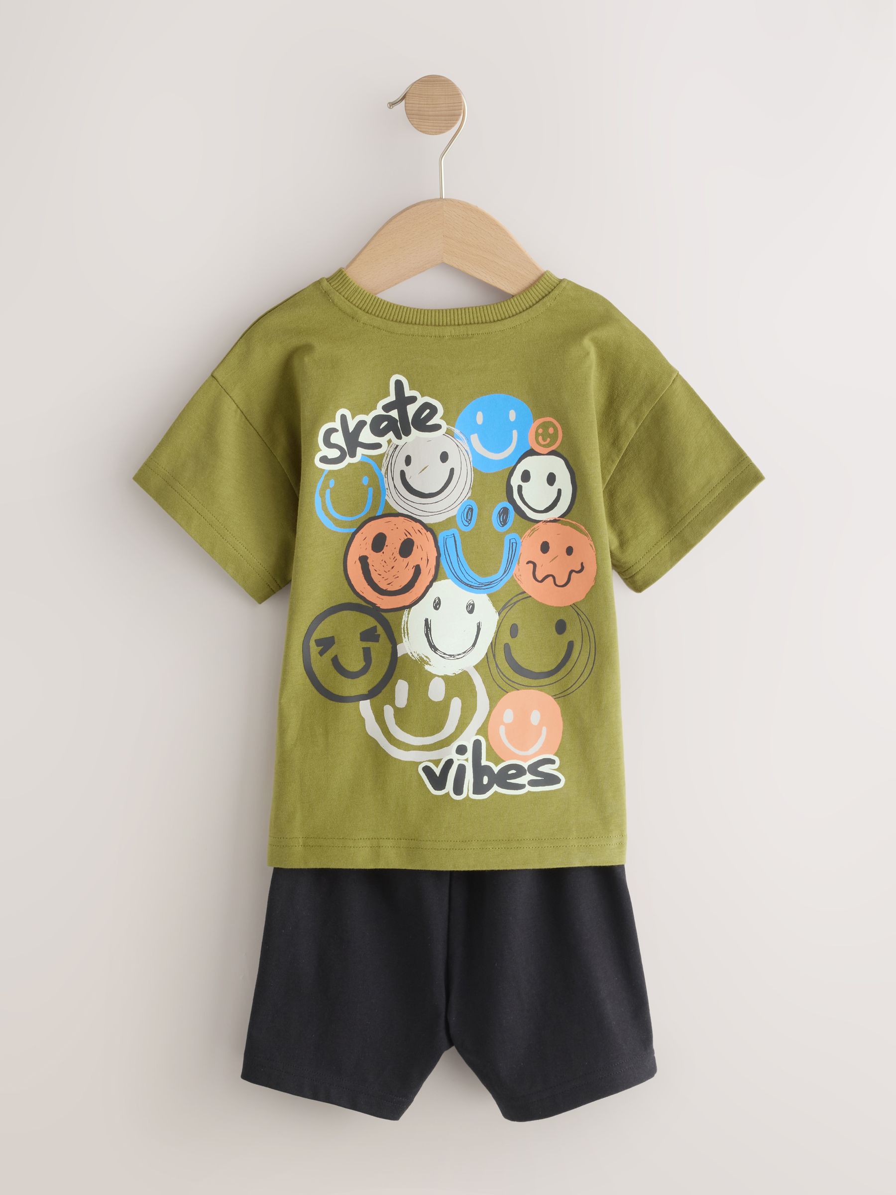 くるみn Cumpără Negru/Verde/Piatră Happy Face - Pijamale scurte Happy Face