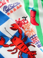 Blue/Green/Red/White Lobster & Chilii Seaside - Pachet 3 de pijamale scurte (9luni-10ani) - Imaginea 12 din 12
