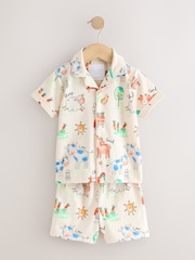 Ecru/Yellow/Blue/Green Farmyard Single Button Through Short Pyjamas (9mths-8yrs) - Image 1 of 4