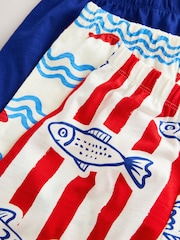 Pula/Asul/Puting Baybayin - Maikling Pajama 3 Pack (9mths-12yrs) - Larawan 12 ng 12