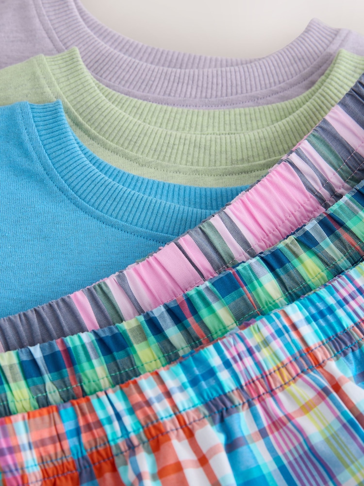 Blue/Green/Purple Check Woven Short Pyjamas 3 Pack (9mths-12yrs) - Image 6 of 6 Blue/Green/Purple Check Woven Short Pyjamas 3 Pack (9mths-12yrs) - Image 6 of 6