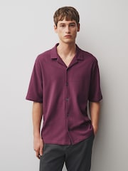 Navy/Olive Green/Rose Pink Short Sleeve Revere Collar Textured Jersey Shirts 3 Pack - Image 2 of 9