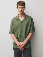 Navy/Olive Green/Rose Pink Short Sleeve Revere Collar Textured Jersey Shirts 3 Pack - Image 3 of 9