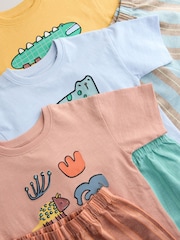 Blue/Yellow/Pink Striped Animal - מארז של 3 פיג'מות קצרות (גיל 9 חודשים עד 8) - תמונה 5 מתוך 6
