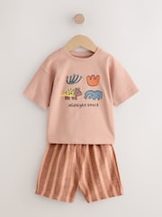 Blue/Yellow/Pink Striped Animal Short Pyjamas 3 Pack (9mths-8yrs) - Image 8 of 10