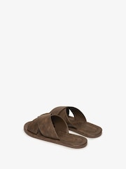 Superdry Dark Brown Vintage Cross Strap Slides - Image 4 of 8