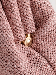 Pink Raffia-Effect Snap Clutch Bag - Image 9 of 9