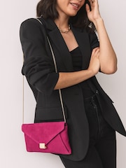 Pink Suede Clutch Bag - Image 1 of 7