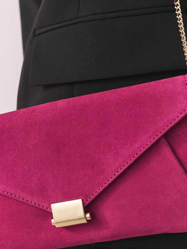 Pink Suede Clutch Bag - Image 2 of 7