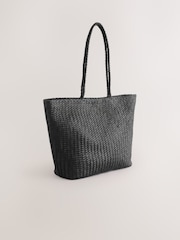 Black Leather Weave Shoulder Bag - Image 2 of 5