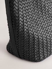 Black Leather Weave Shoulder Bag - Image 6 of 8