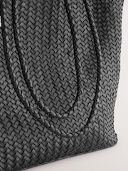 Black Leather Weave Shoulder Bag - Image 7 of 8