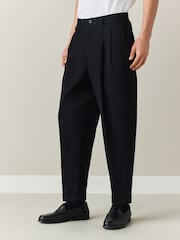 Black N.Premium Twin Pleat Barrel Fit Smart Chinos - Image 1 of 5