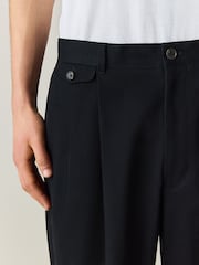 Black N.Premium Twin Pleat Barrel Fit Smart Chinos - Image 5 of 5