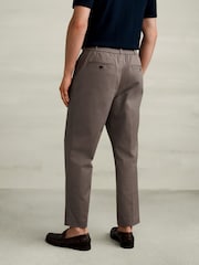 Marrón - Pantalones chinos elegantes de corte cónico estándar en algodón con cintura elástica y elástico de N. Premium - Imagen 3 de 10