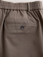 Marrón - Pantalones chinos elegantes de corte cónico estándar en algodón con cintura elástica y elástico de N. Premium - Imagen 8 de 10