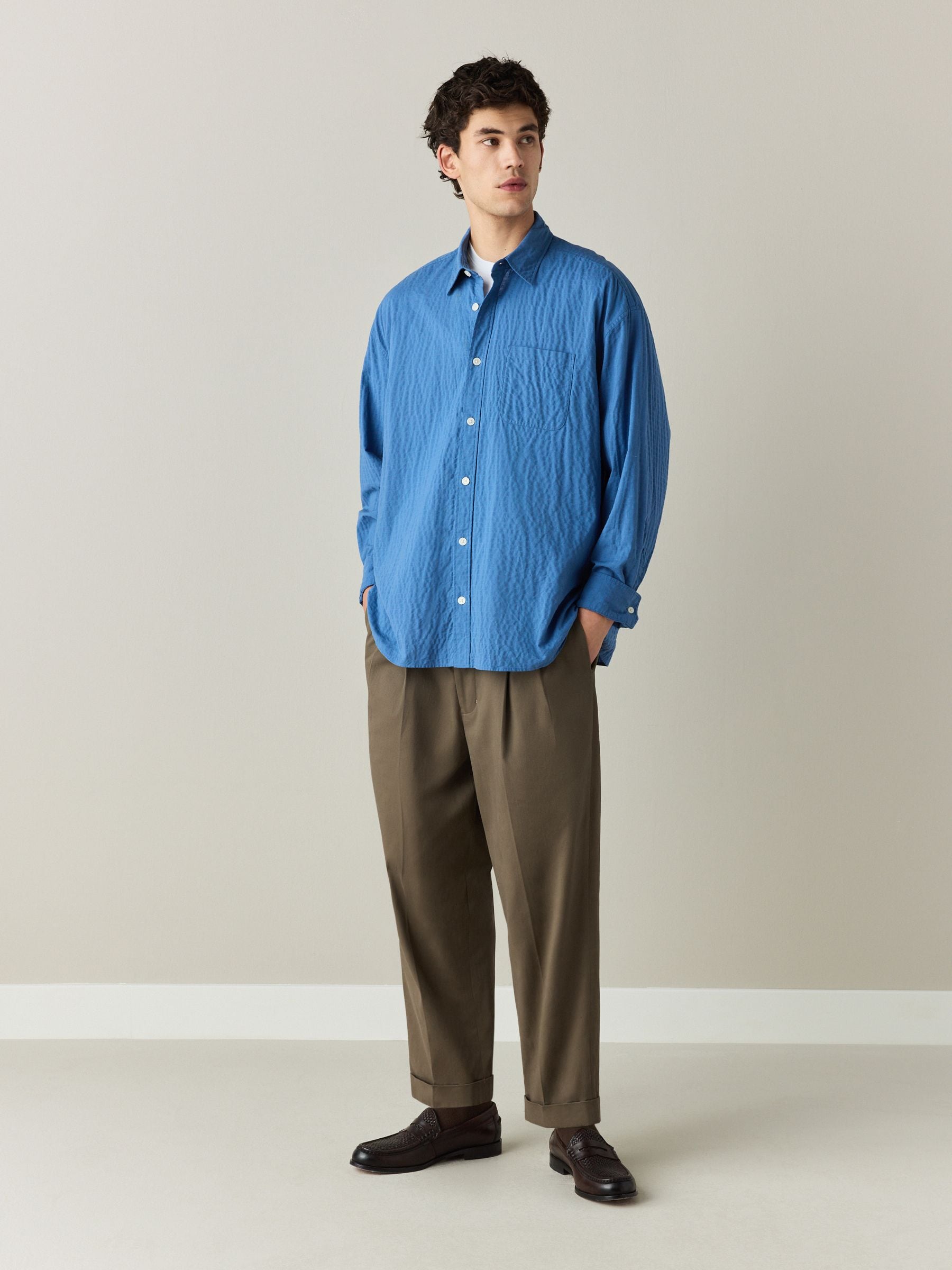 district wide 2-pleats chinos 完売商品 Buy Khaki Green N.Premium Twin Pleat Barrel Fit Smart Chinos from