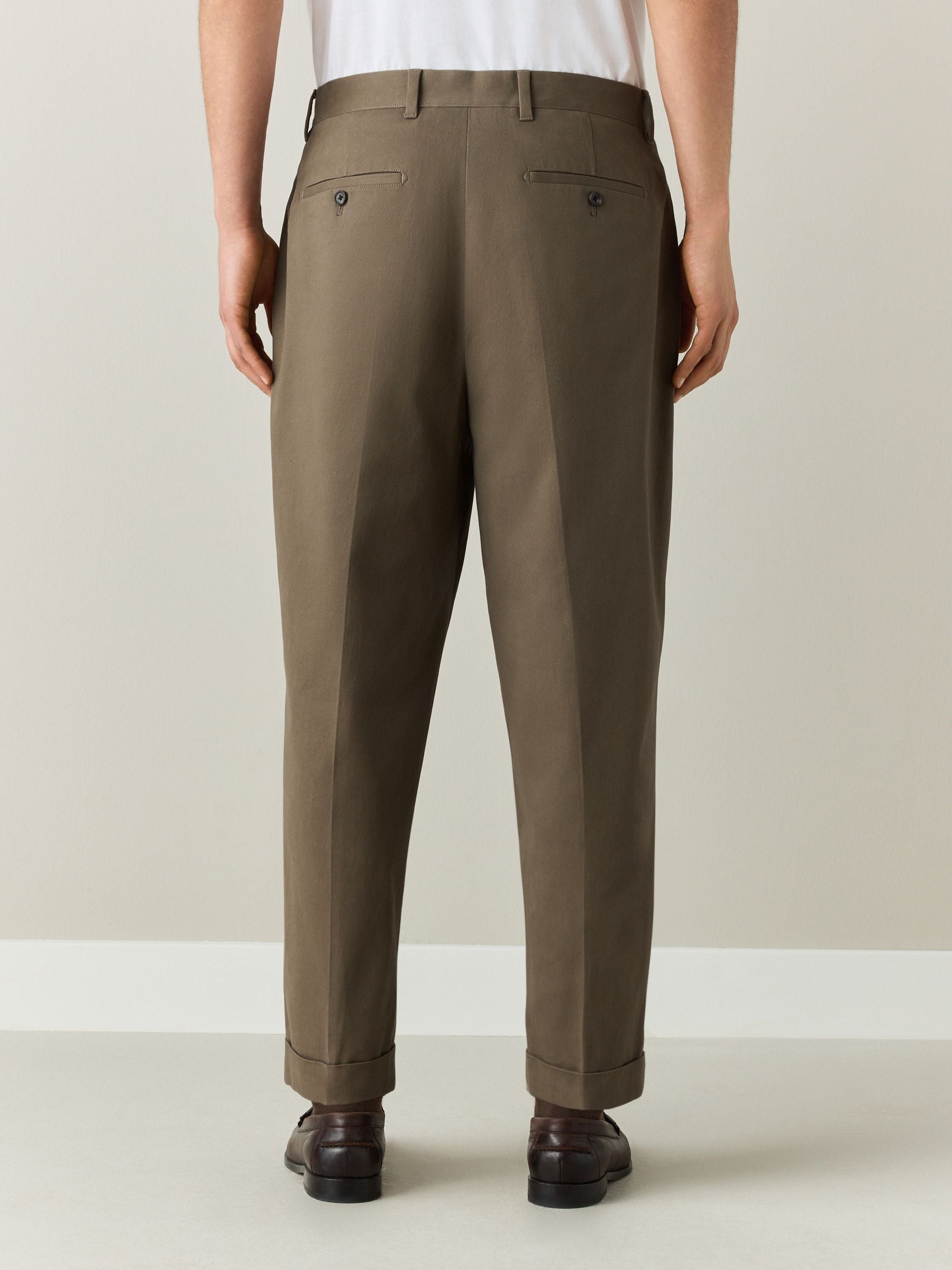 Buy Khaki Green N.Premium Twin Pleat Barrel Fit Smart Chinos from