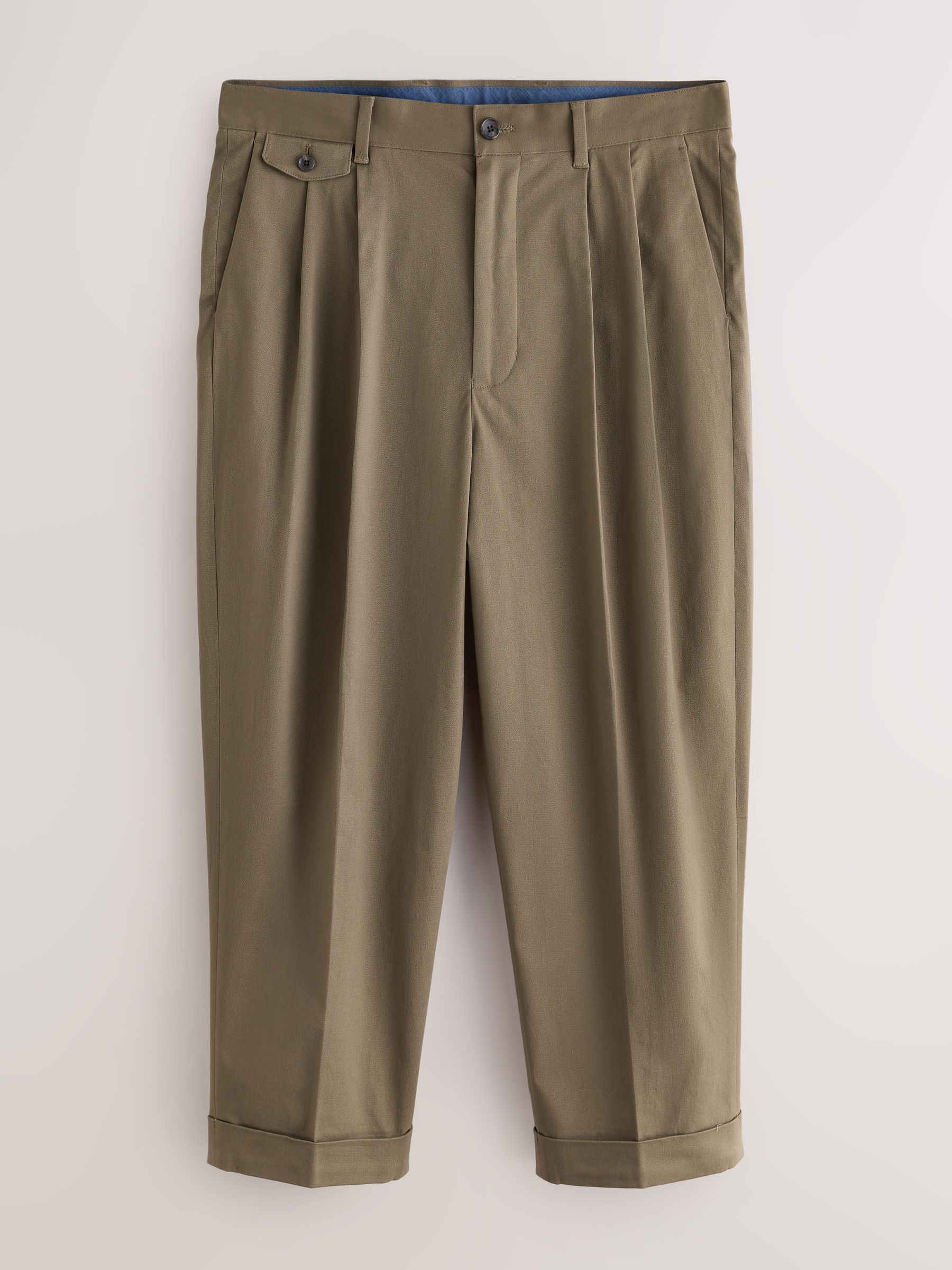 Buy Khaki Green N.Premium Twin Pleat Barrel Fit Smart Chinos from