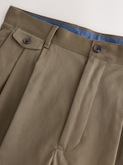 Khaki Green N.Premium Twin Pleat Barrel Fit Smart Chinos - Image 7 of 9