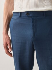 Navy N. Premium 100% Linen Smart Trousers - Image 5 of 9