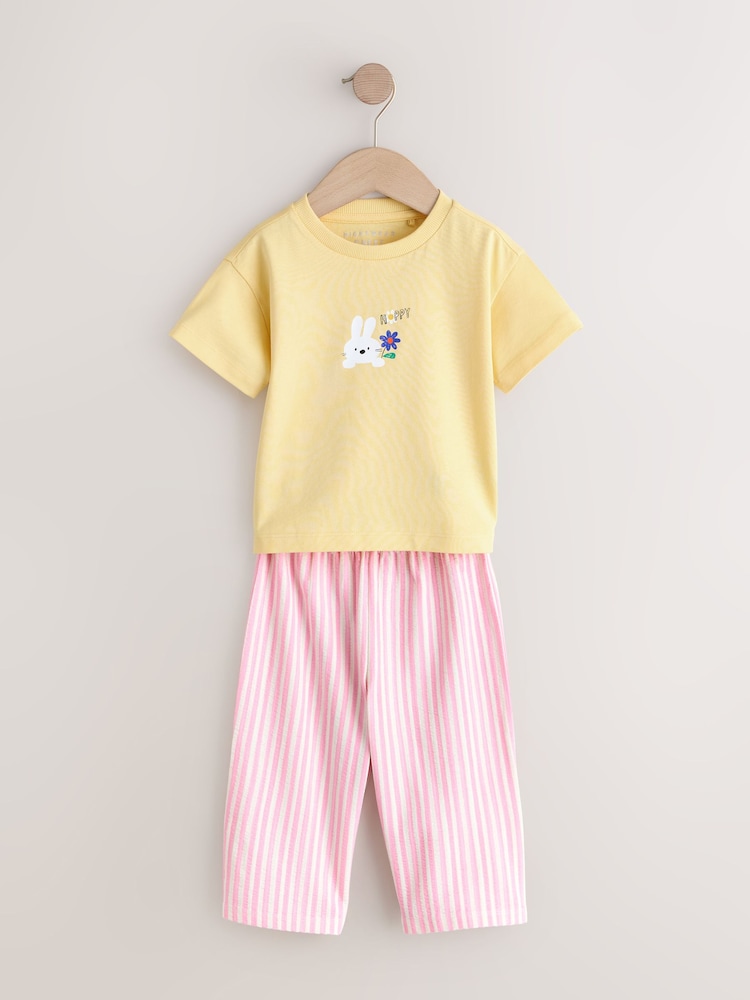 Pink/Yellow Bunny Wide Leg Pyjamas 2 Pack (9mths-12yrs) - Image 2 of 6