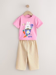 Pink/Yellow Bunny Wide Leg Pyjamas 2 Pack (9mths-12yrs) - Image 3 of 6