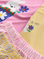 Pink/Yellow Bunny Wide Leg Pyjamas 2 Pack (9mths-12yrs) - Image 6 of 6