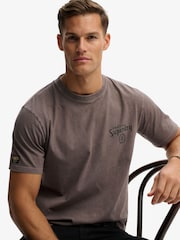 Superdry Grey Cotton Essential Logo Embroidered T-Shirt - Image 4 of 5