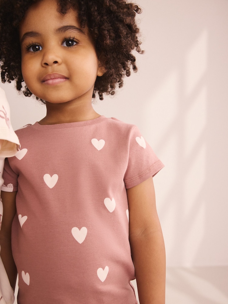 Mocha Brown Bow Print Short Pyjamas 3 Pack (9mths-12yrs) - Image 4 of 4