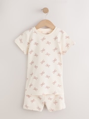 Mocha Brown Bow Print Short Pyjamas 3 Pack (9mths-12yrs) - Image 7 of 13
