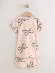 Mocha Brown Bow Print Short Pyjamas 3 Pack (9mths-12yrs) - Image 9 of 13
