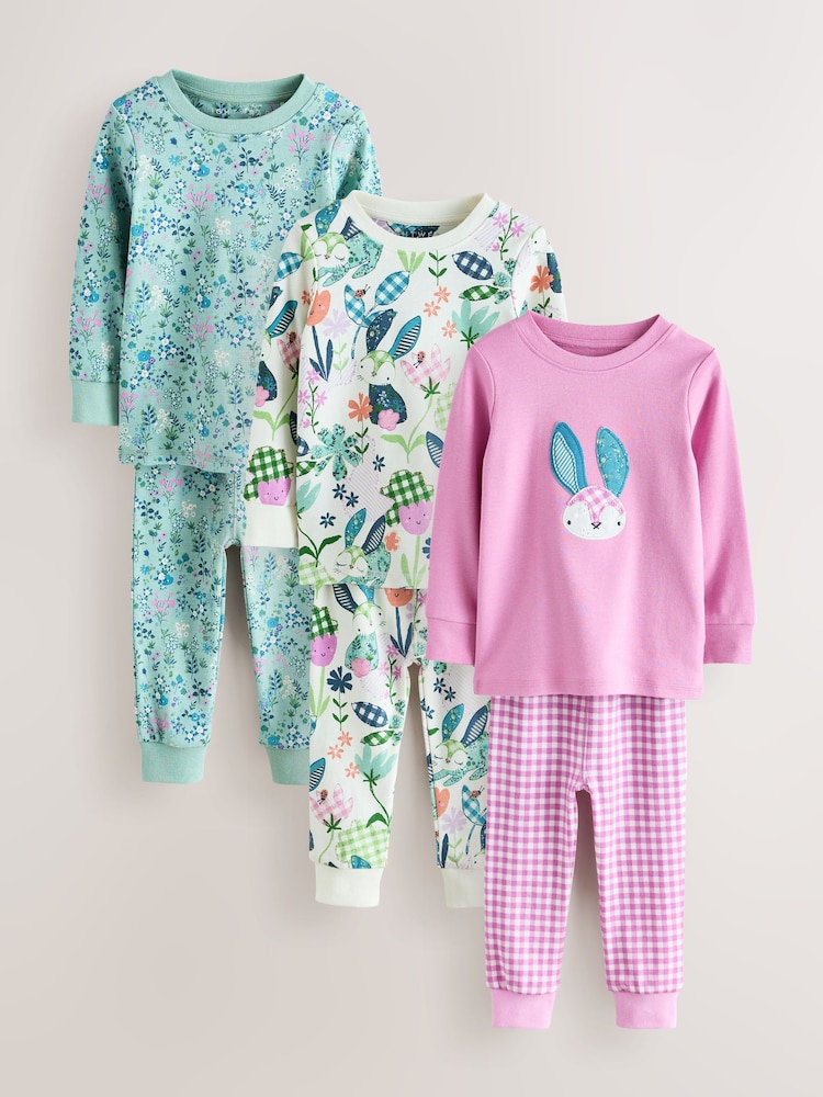 Purple/Green bunny - مجموعة من 3 بيجامات دافئة (9 شهور-12 سنة) - صورة 1 من 7