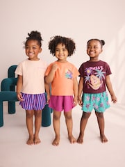 Orange/Neutral Tropical Short Pyjamas 3 Pack (9mths-12yrs) - Image 1 of 14