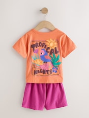 Orange/Neutral Tropical Short Pyjamas 3 Pack (9mths-12yrs) - Image 11 of 14