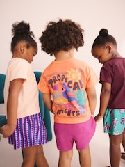 Orange/Neutral Tropical Short Pyjamas 3 Pack (9mths-12yrs) - Image 3 of 14